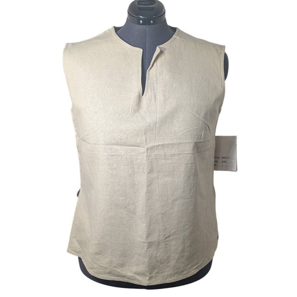 VTG Y2K Terry Lewis Classic Luxuries Sand Linen Blend Sleeveless Top L fits XL